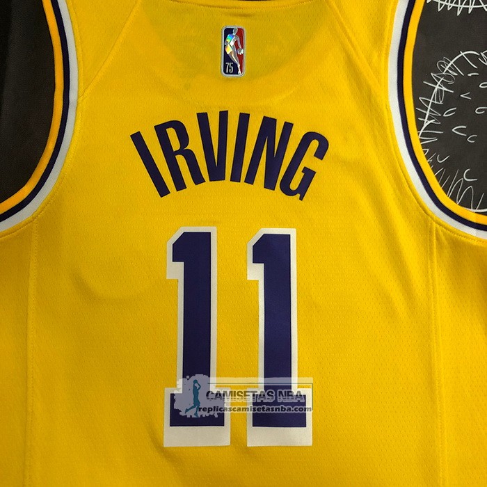 Camiseta Los Angeles Lakers Kyrie Irving NO 11 75th Anniversary 2021-22 Amarillo